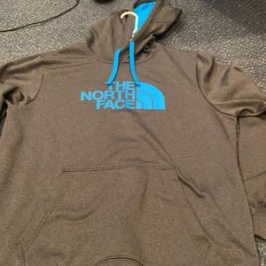 Grey and Blue North Face Hoodie Size XL